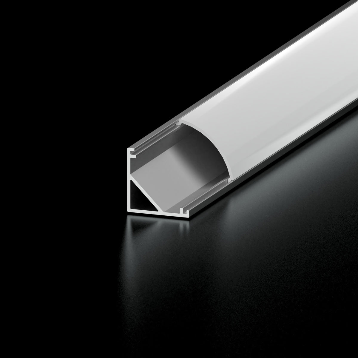 Diode Channel Bundle, S45, Aluminum Finish, Frosted Lens, Bundled with 2 open end caps, 2 closed end caps, 4 mounting clips, 4 mounting screws