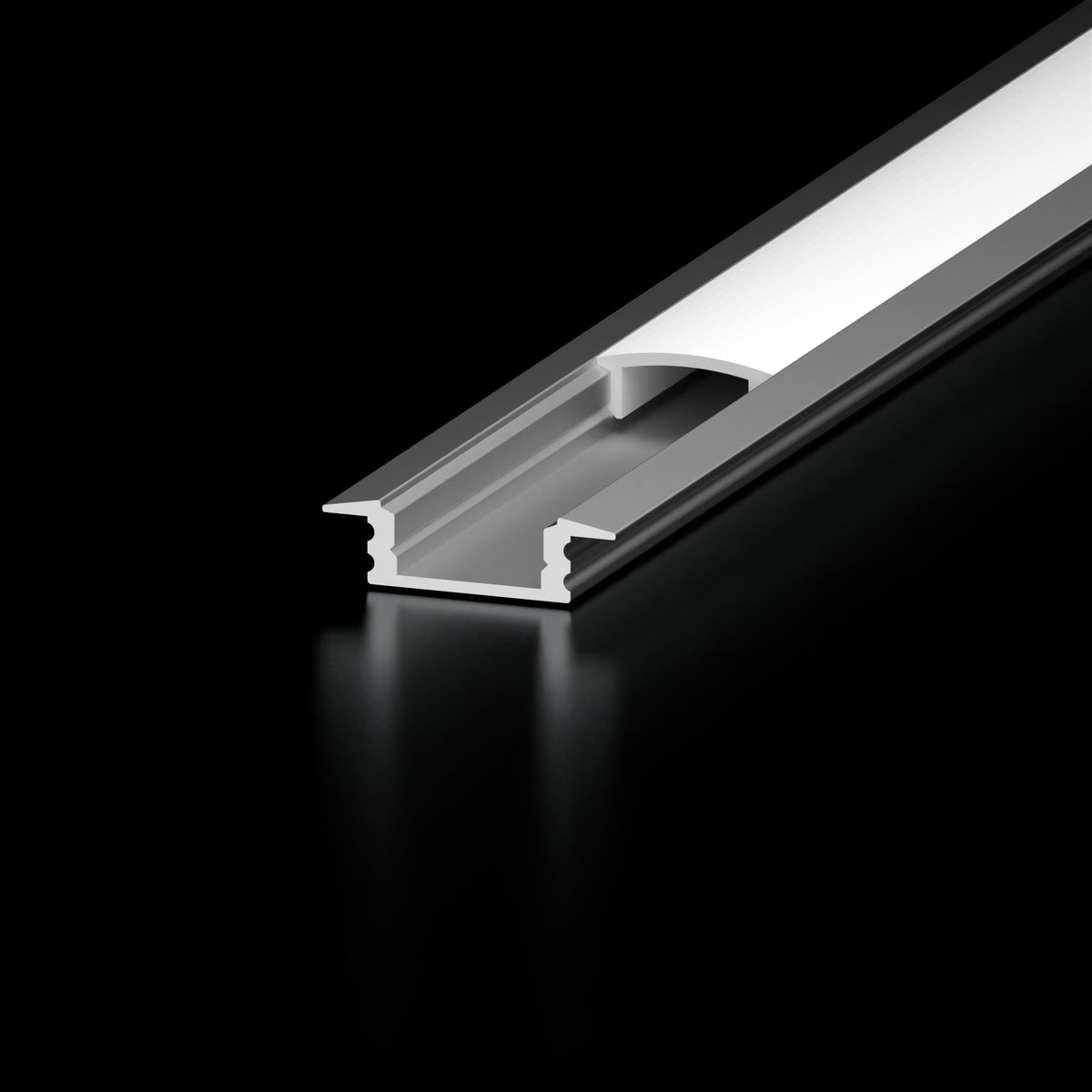 Diode Channel Bundle, SHORT RECESSED, 96 in., Aluminum, Frosted Cover, 2 open end caps, 2 closed end caps