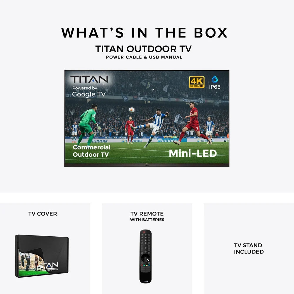 Titan Outdoor TV TT-SQD Mini-LED Commercial-Grade Outdoor TV, Full Sun